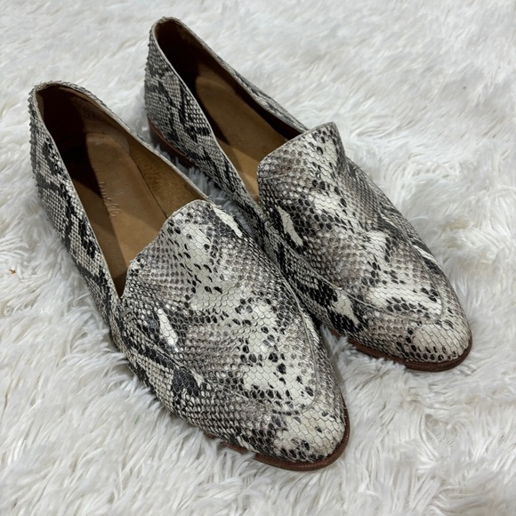 MADEWELL The Frances Loafer Stamped Snake Leather Slip On Shoe Black Cream 9.5 - Picture 4 of 13